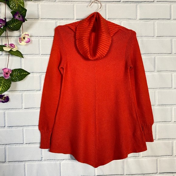 Renuar Orange Knit Cowl Neck Flare Sweater - Picture 7 of 8